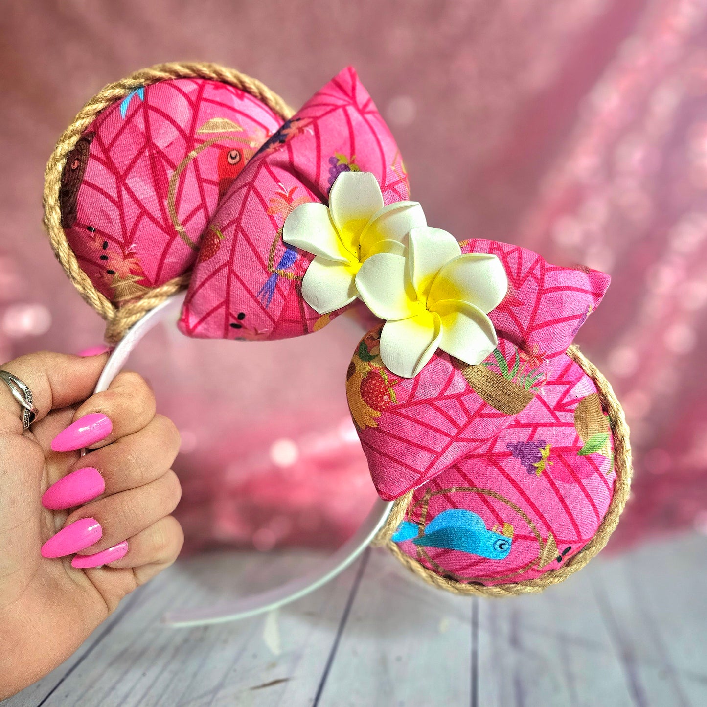Oh Sew Tropical Birds Pink Headband