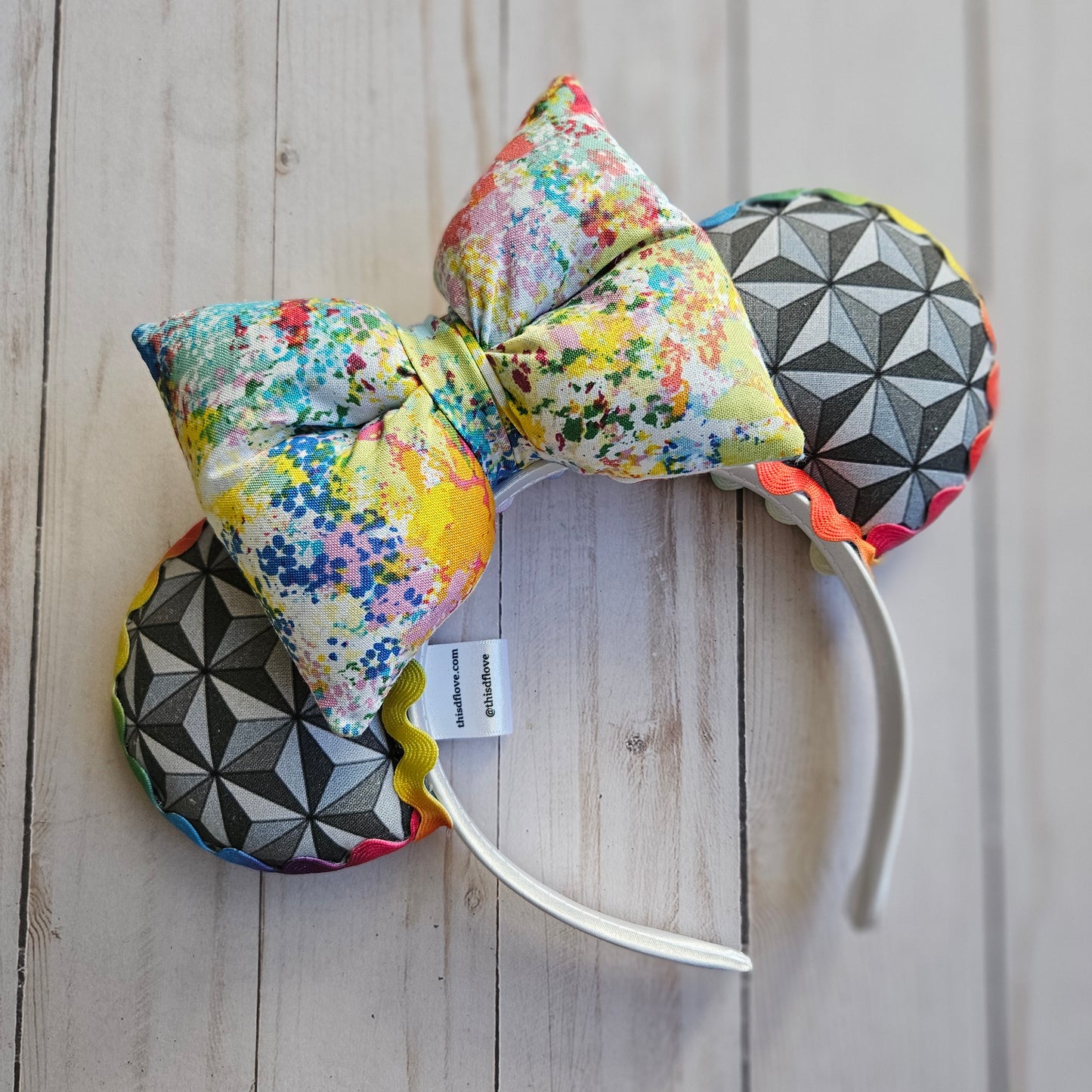 Floral Spaceship Earth Puffy Bow