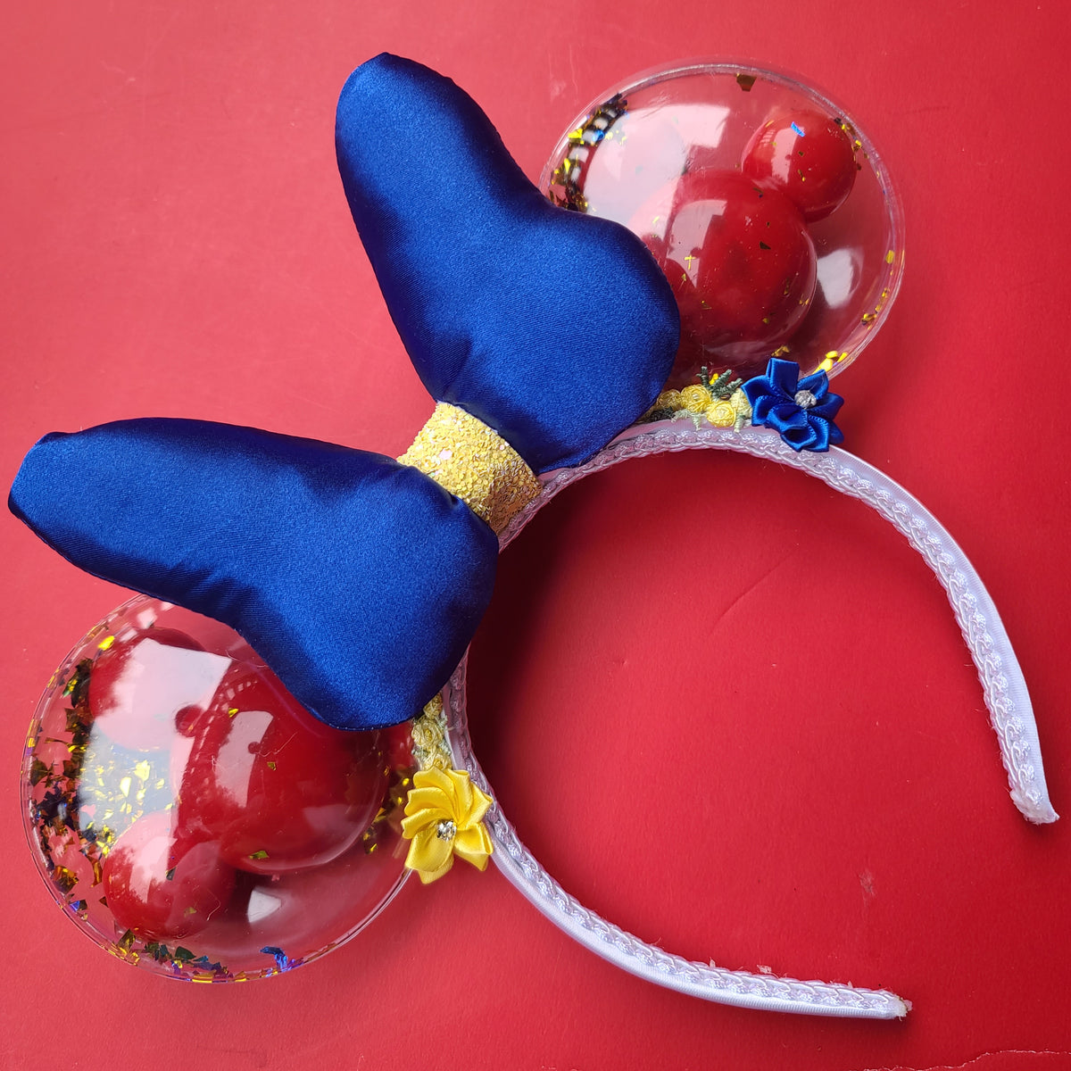 Mickey And Minnie Mouse Ears Blue and Red Balloons