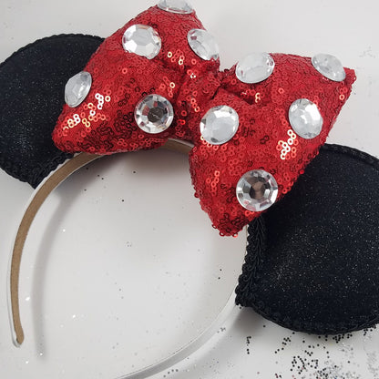 Classic Red Sequin and Rhinestones Headband