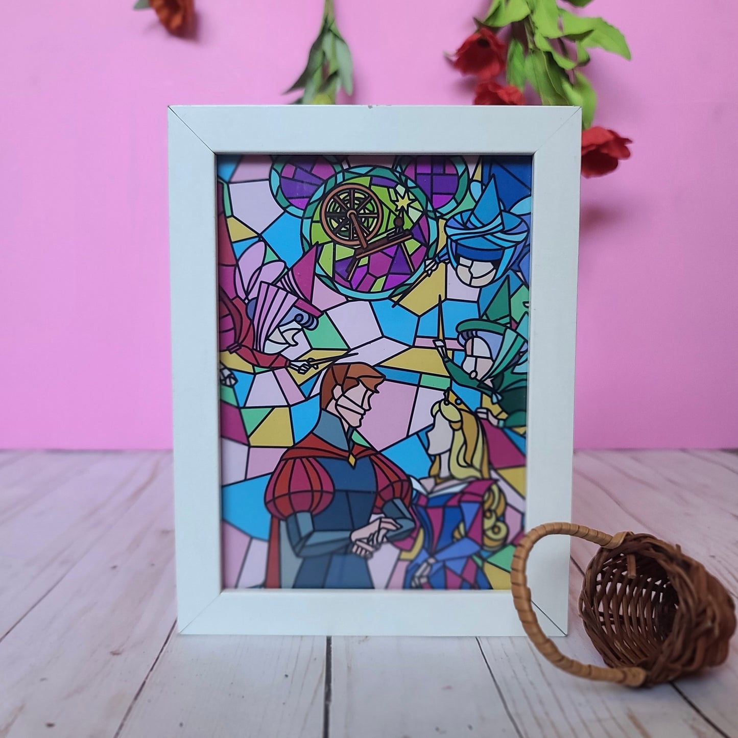 Pink and Blue Sleep Stained Glass Print Collection