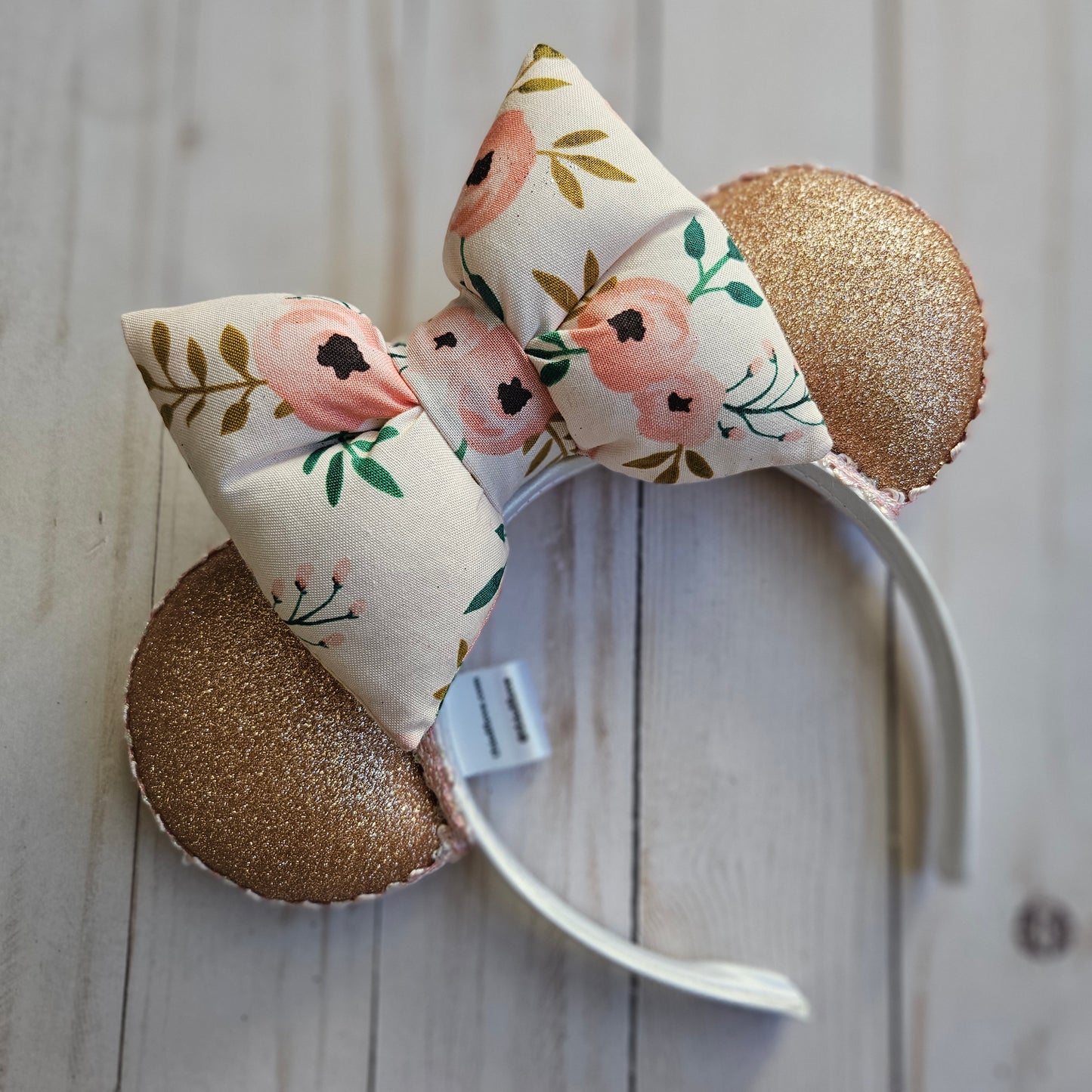 Rose Gold Floral Puffy Bow