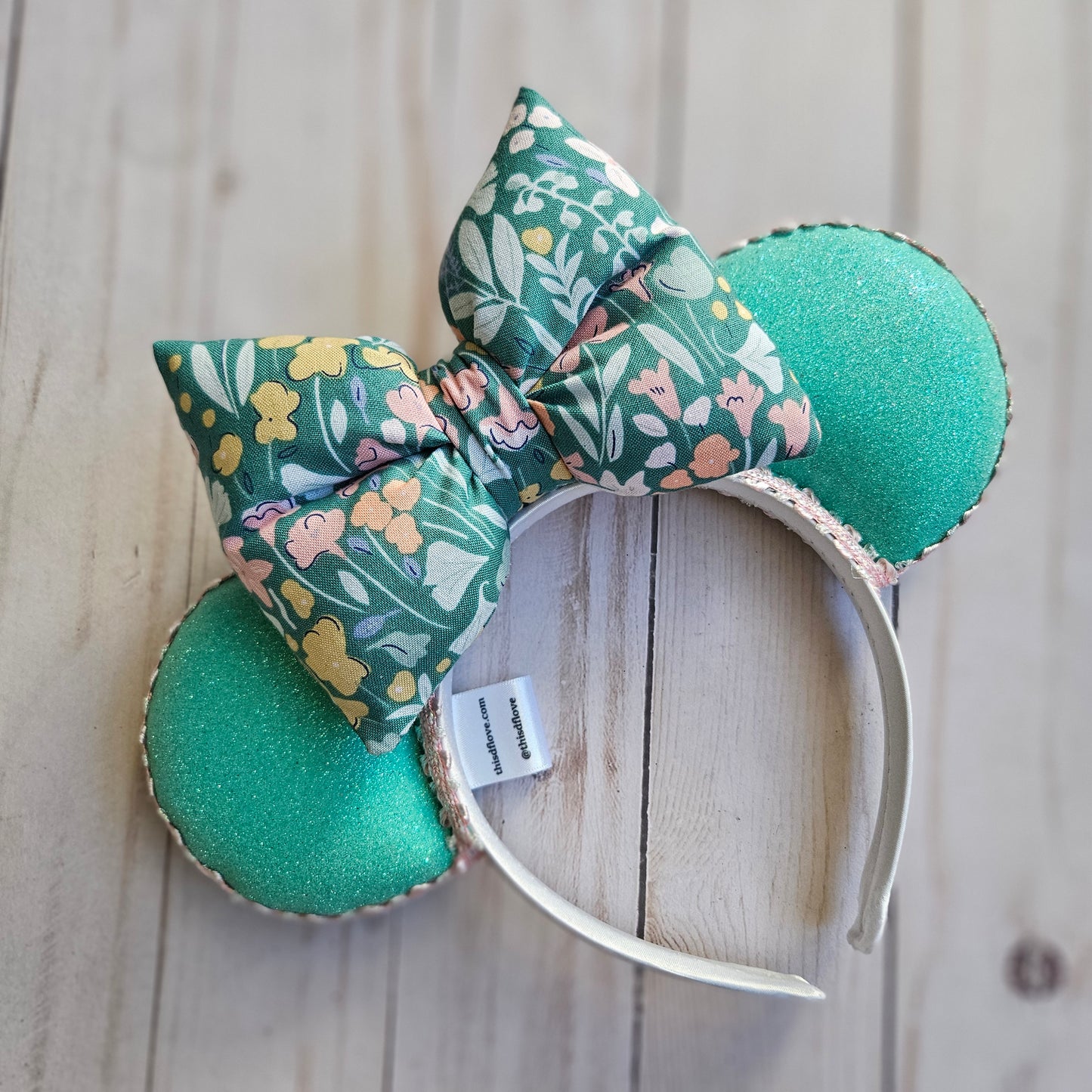 Floral Mint and Teal Puffy Bow