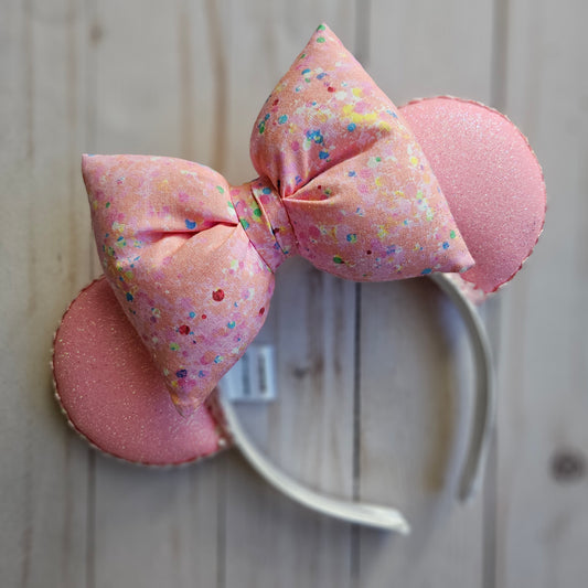 Pink Splatter Puffy Bow
