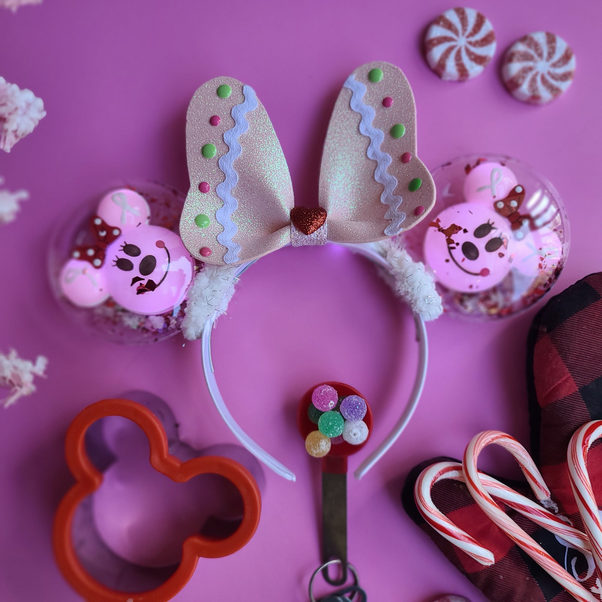 Pink Minnie Gingerbread Mouse Light Up Balloon Ears
