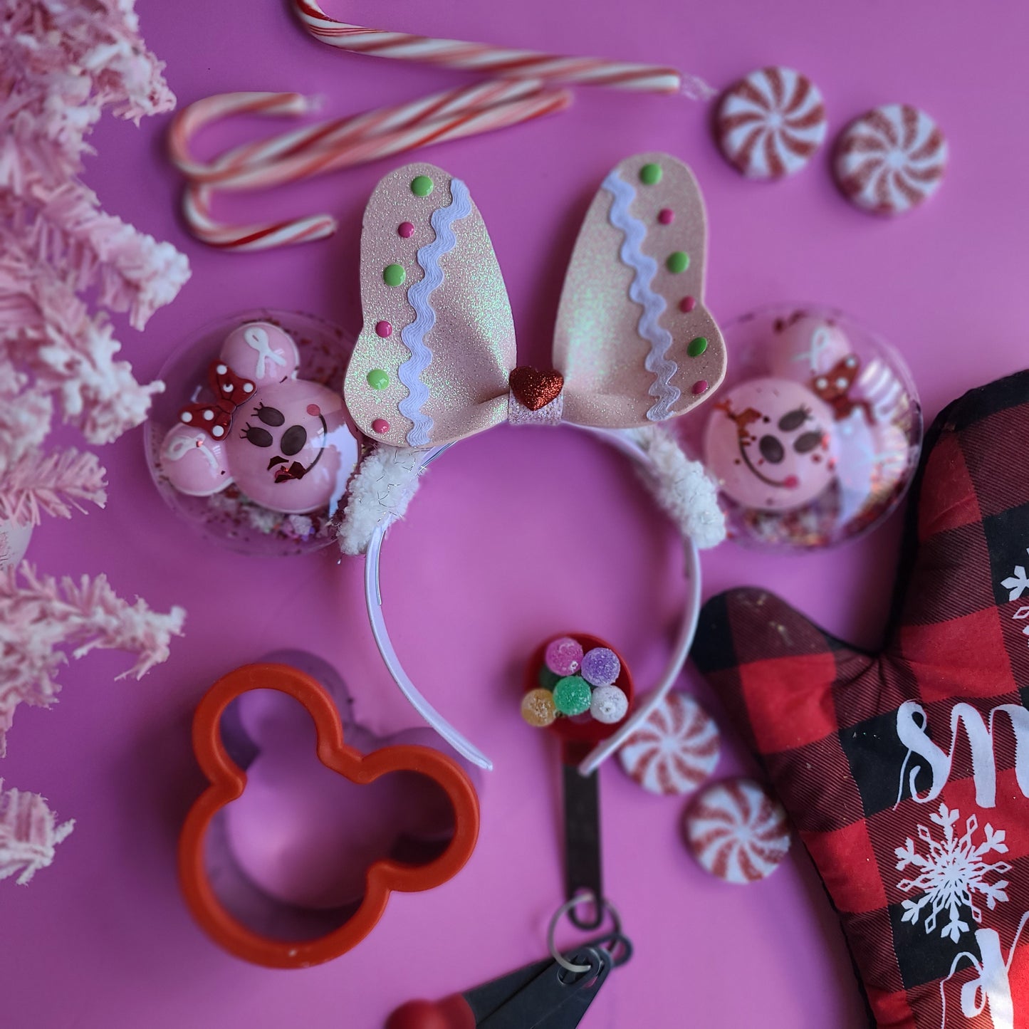 Pink Minnie Gingerbread Mouse Light Up Balloon Ears