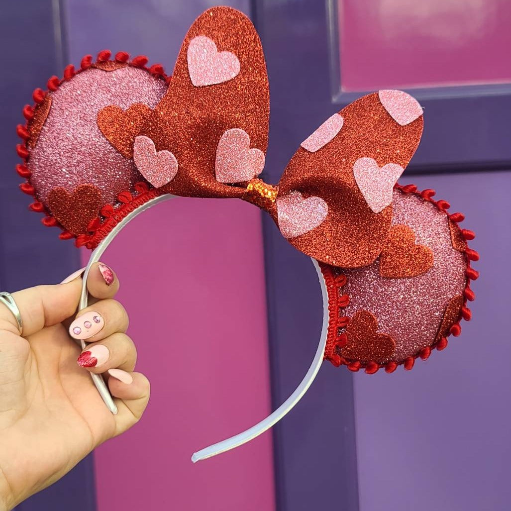 Red and Pink Hearts Bowtique Bow